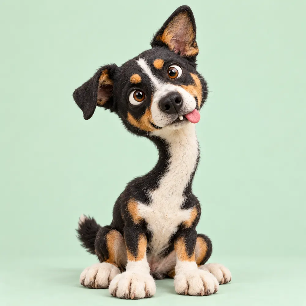 Long-necked goofy dog with tilted head