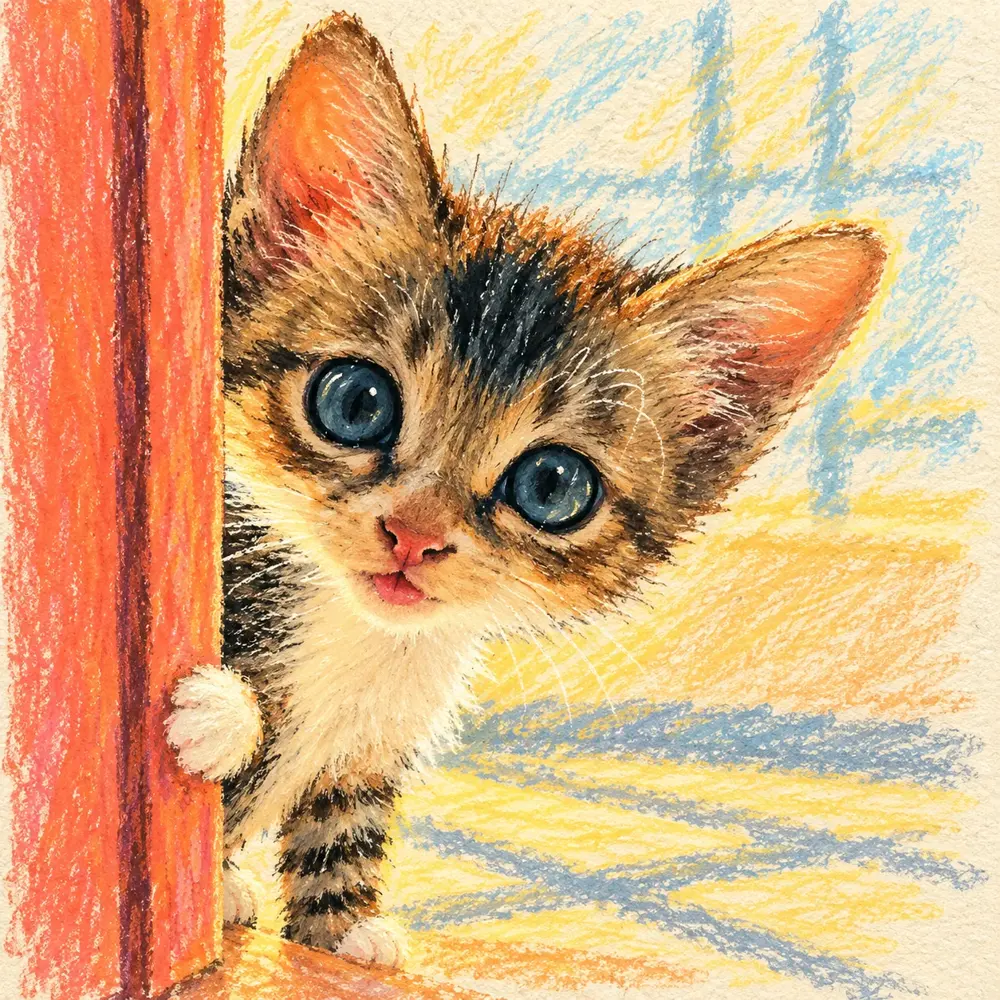Goofified Crayon + pastel transformation of that pet