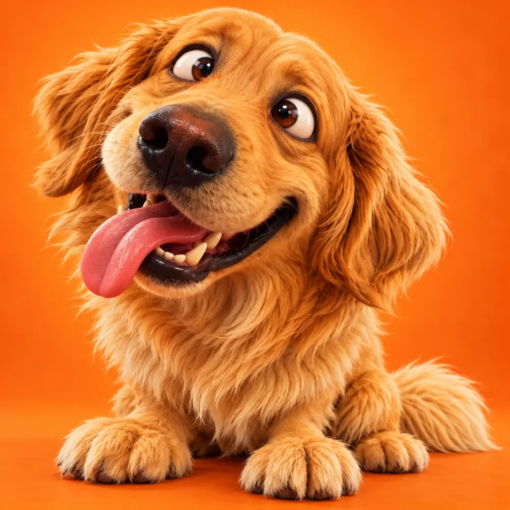 Finished square goofy golden retriever portrait